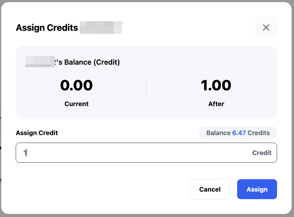 Confirm Assign Credits