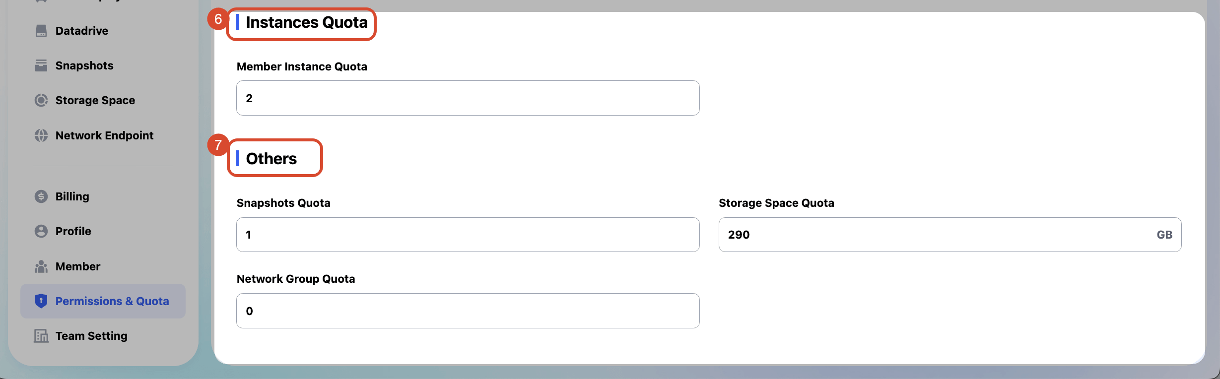 Resource Quota Settings