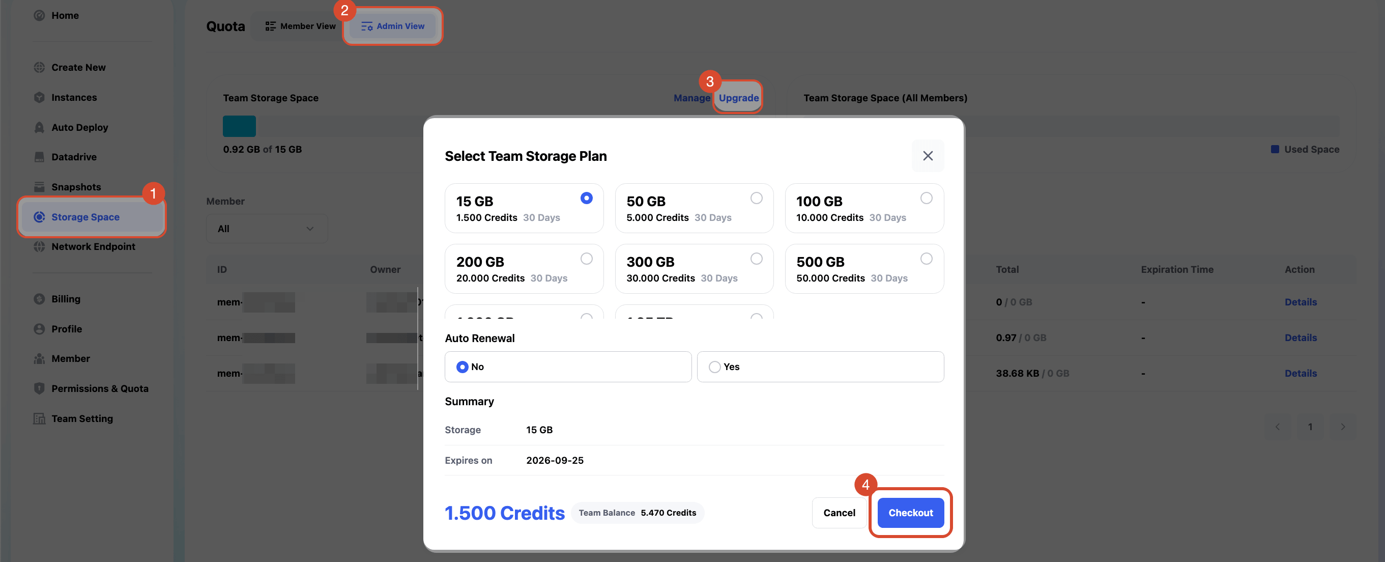 Upgrade Storage Plan