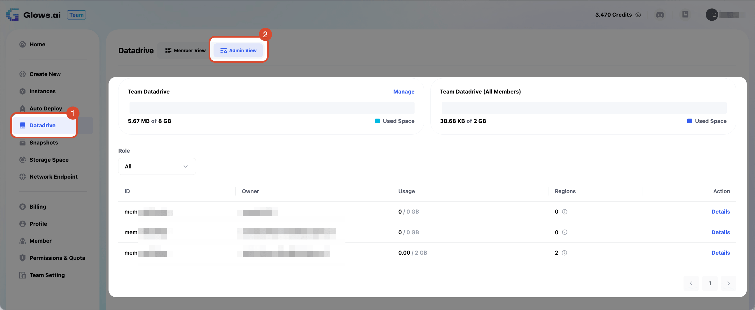Datadrive Usage Overview