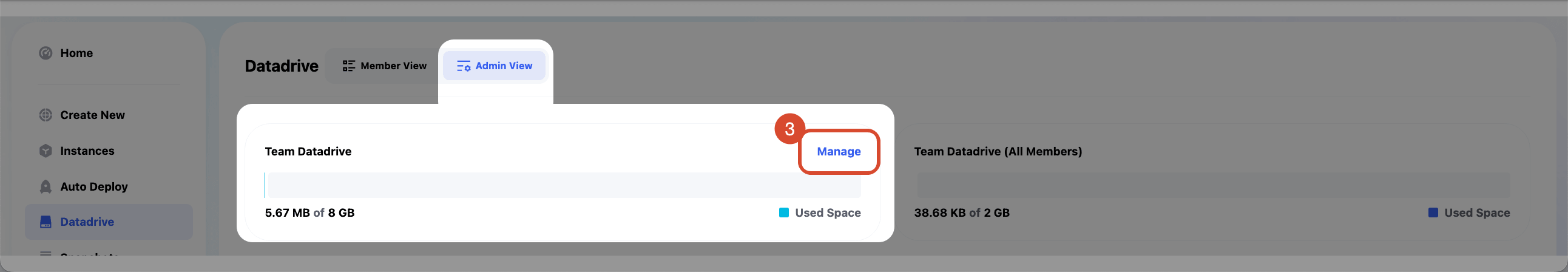 Manage Team Datadrive