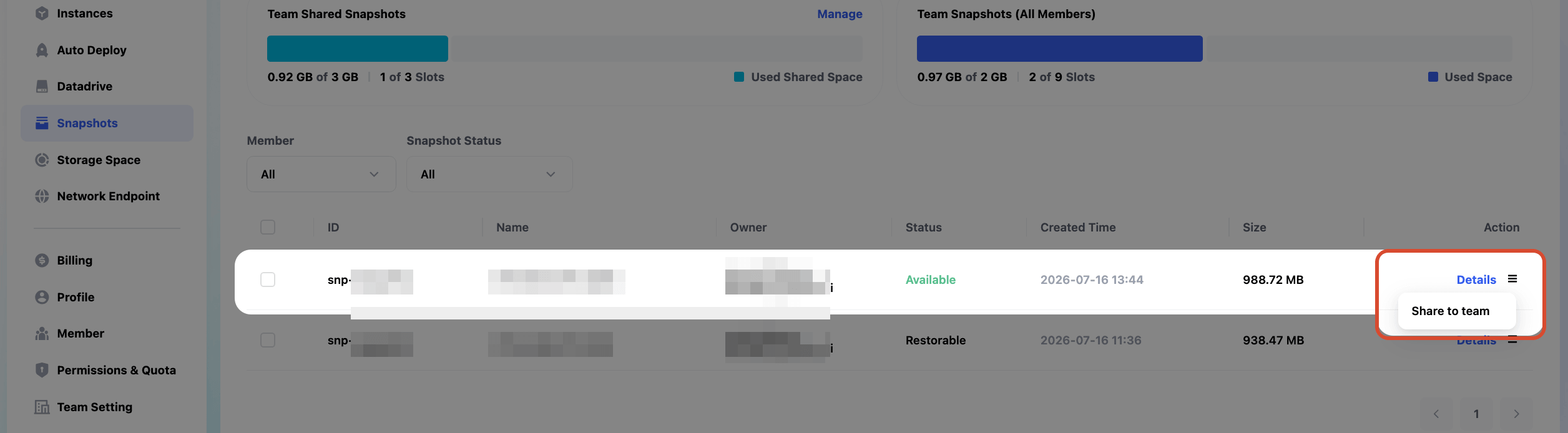 Share Snapshot