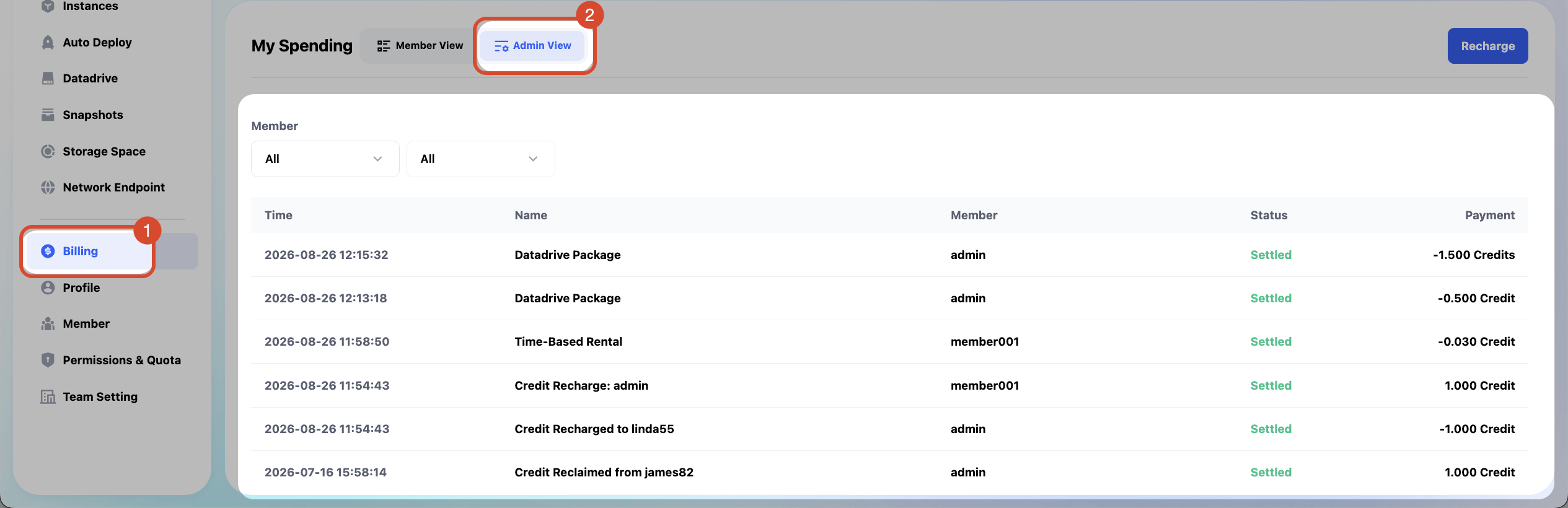 Team Billing Overview