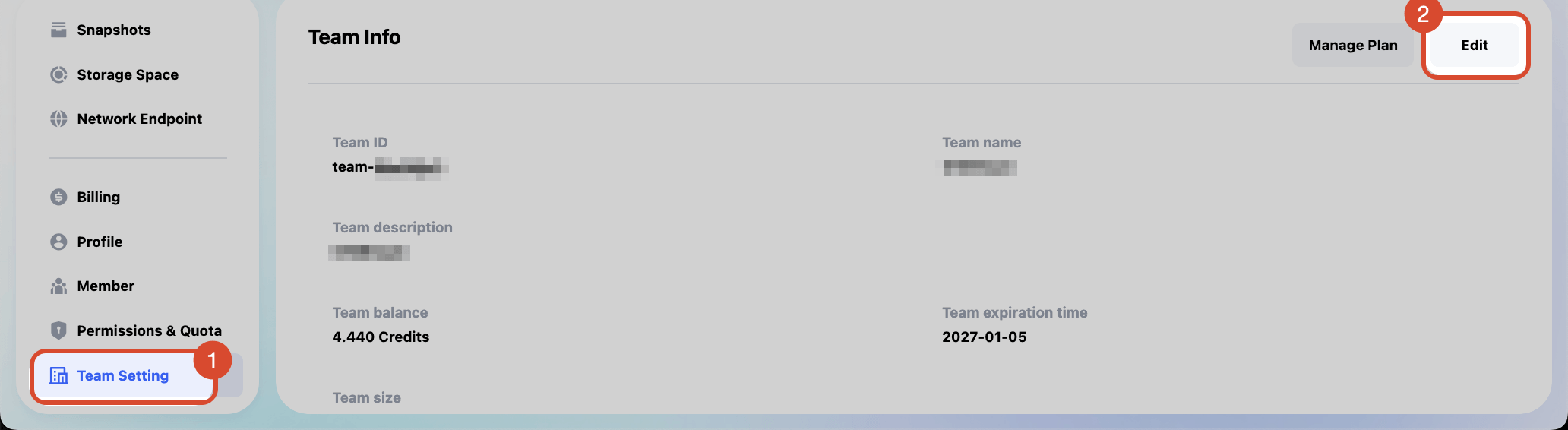 Edit Team Info