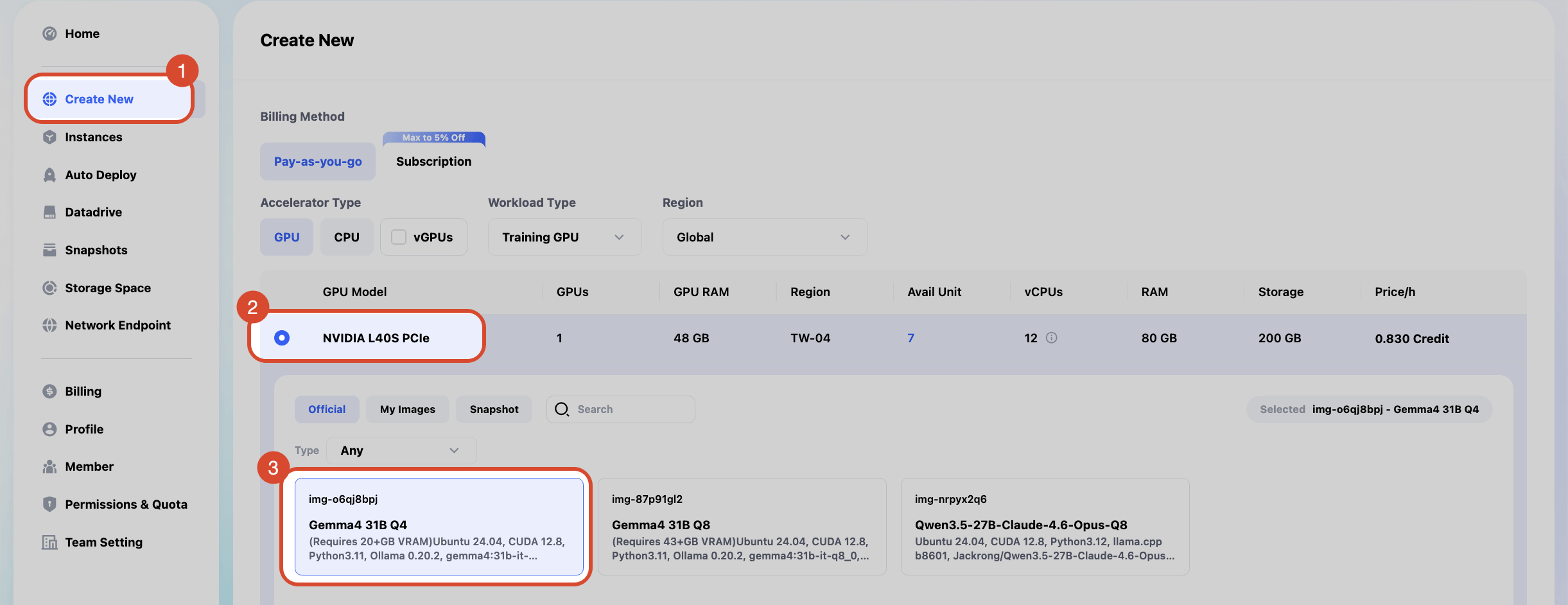 Create Instance